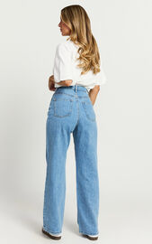 Cole Jeans - High Waist Relaxed Wide Leg Recycled Denim Jeans in Mid ...