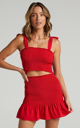 Bright Spot Two Piece Set in Red