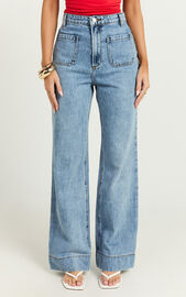 Vancouver Jeans - High Waist Straight Leg Patch Pocket Denim Jeans in ...