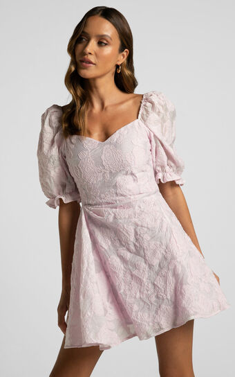 Brailey Mini Dress - Puff Sleeve Fit and Flare Dress in Lilac