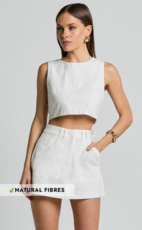 Dream Skort - High Waisted A Line Skort in Off White