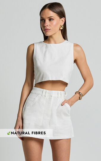 Dream Skort - High Waisted A Line Skort in Off White