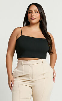 Modern Gal Top - Jersey Cami Crop Top in Black