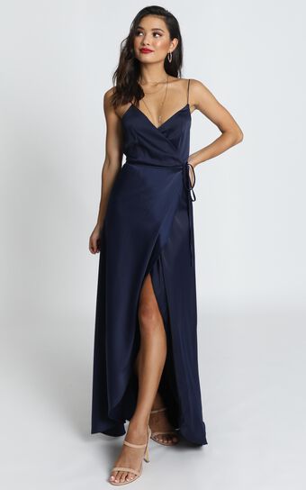 Mine Would Be You Dress in Navy Satin