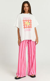 Gladiola Two Piece Set - Amalfi Limone Oversized Tee and Stripe Pant ...