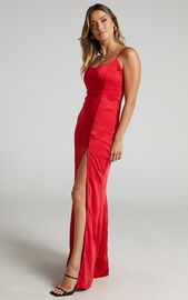 Aulani Thigh Split Maxi Dress in Red | Showpo USA