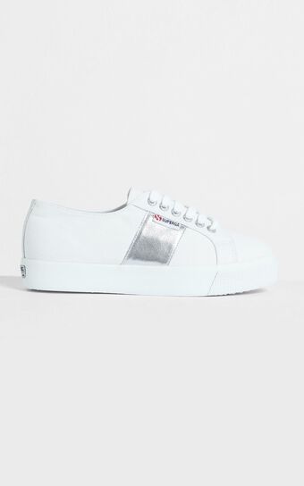 Superga - 2730 COTCOTMETW Platform Sneaker in White-Silver