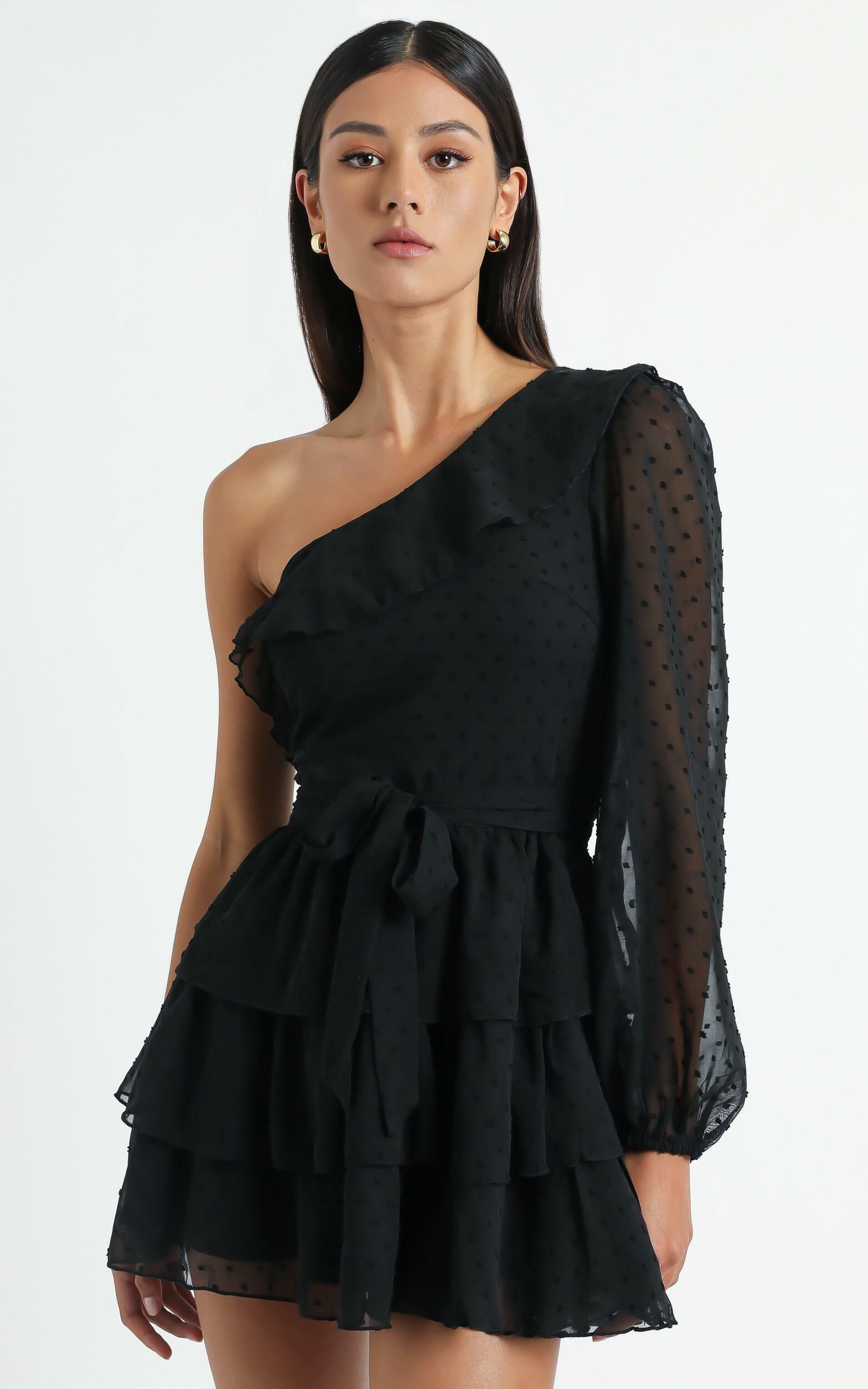 Day Dreamer One Shoulder Mini Dress in Black | Showpo USA