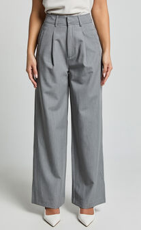 Hope Pants - Wide Leg Tailored Pants in Grey