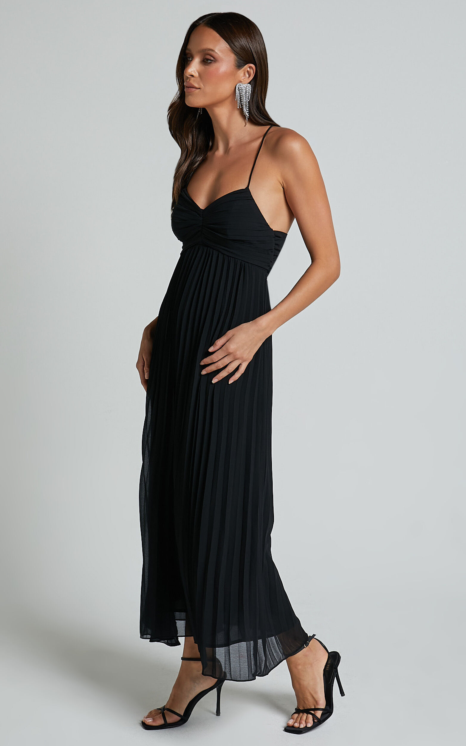Pleated chiffon midi dress store