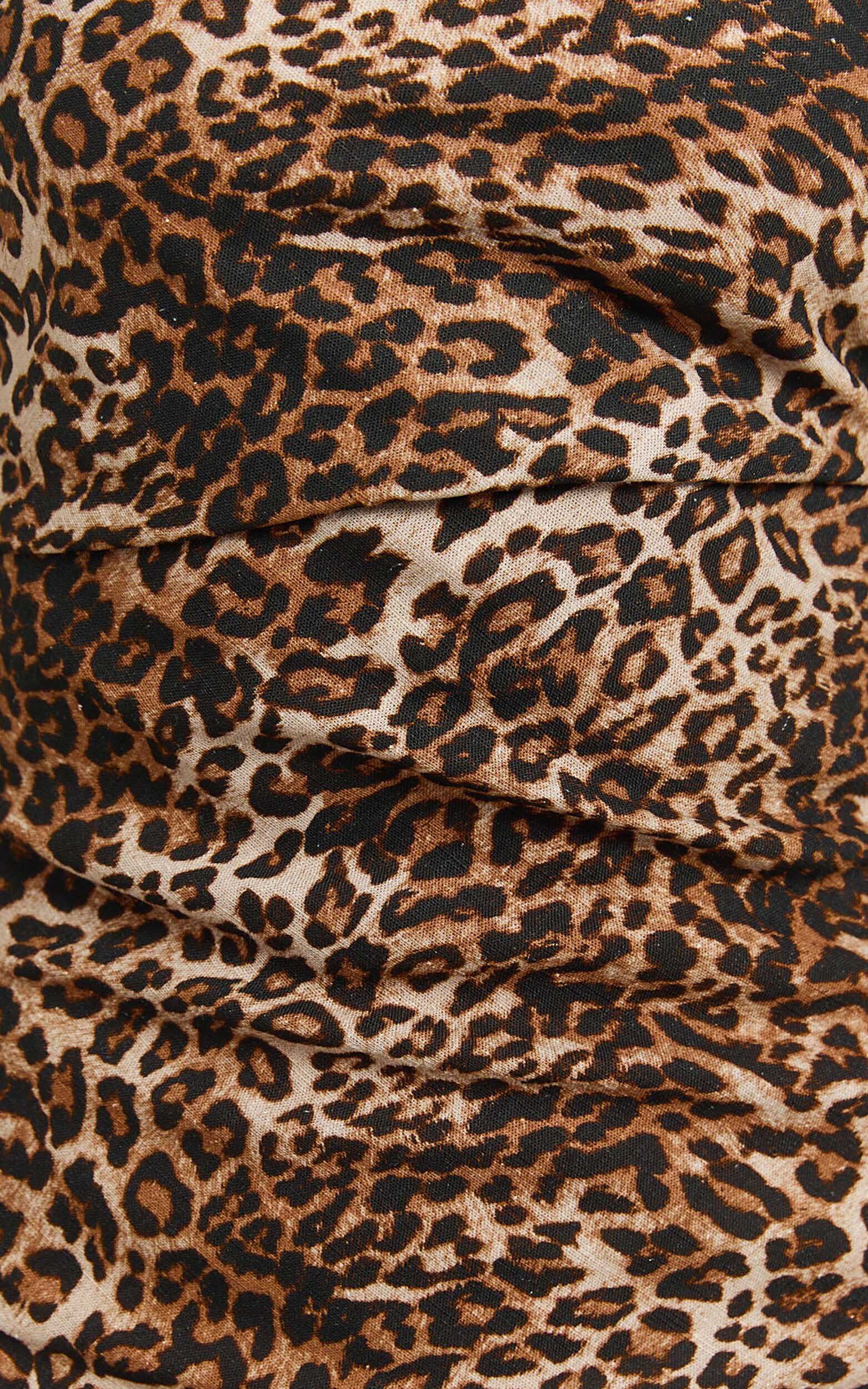 Lloyd Mini Linen Dress - Square Neck Tie Back Dress in Tonal Leopard ...
