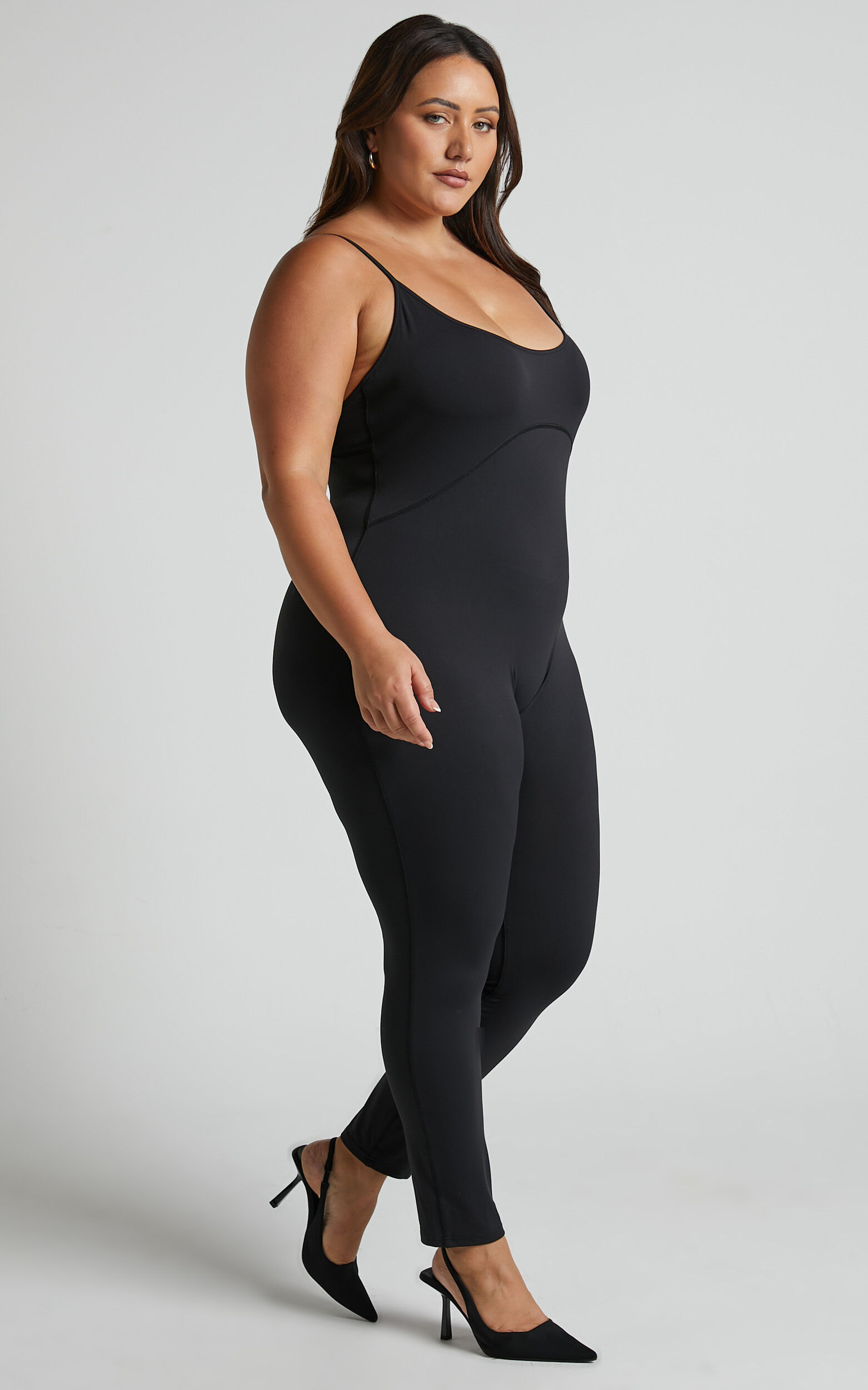 Merlinda Jumpsuit Scoop Neck Bodycon Jumpsuit in Black Showpo