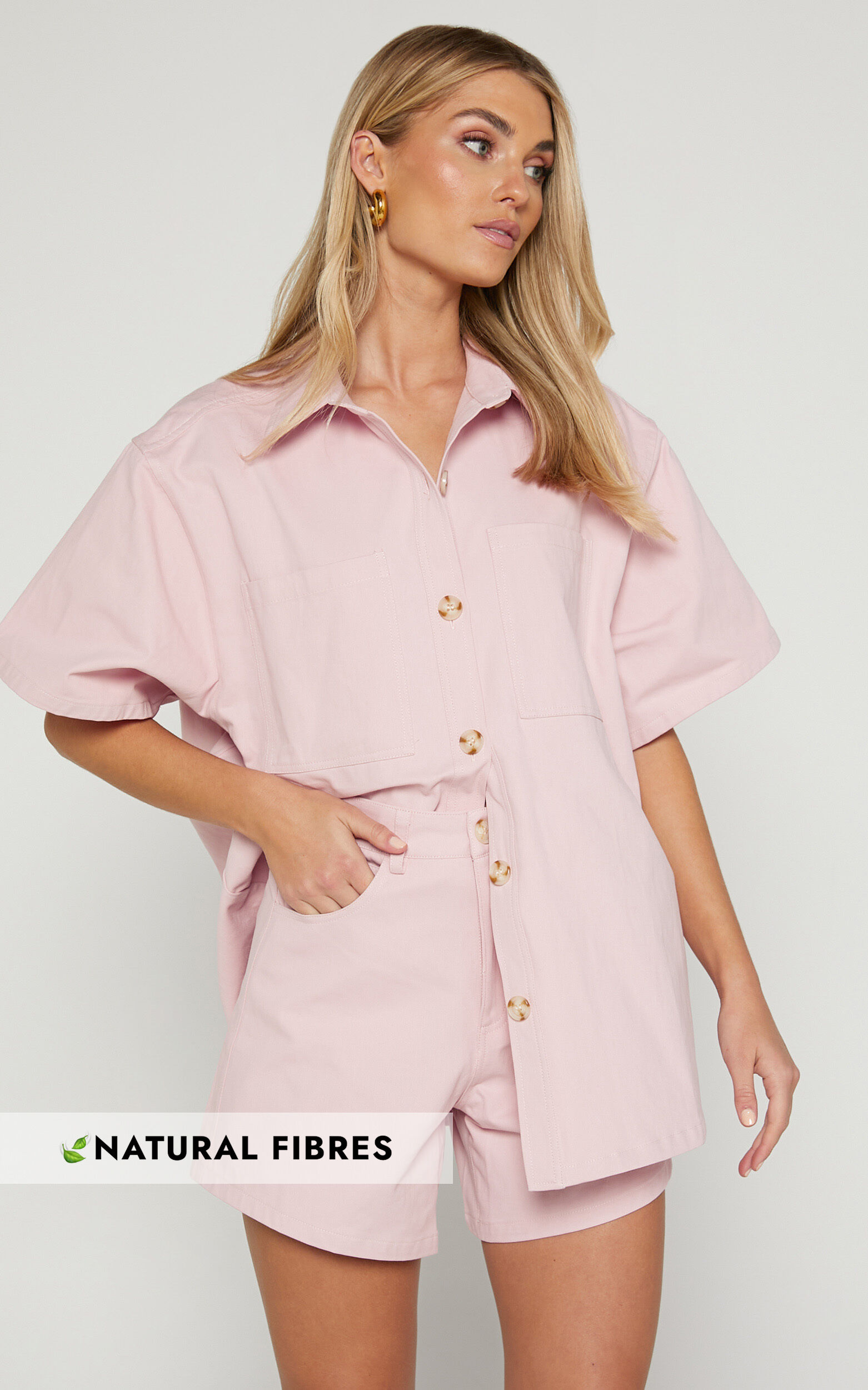 Pink shirt white shorts store