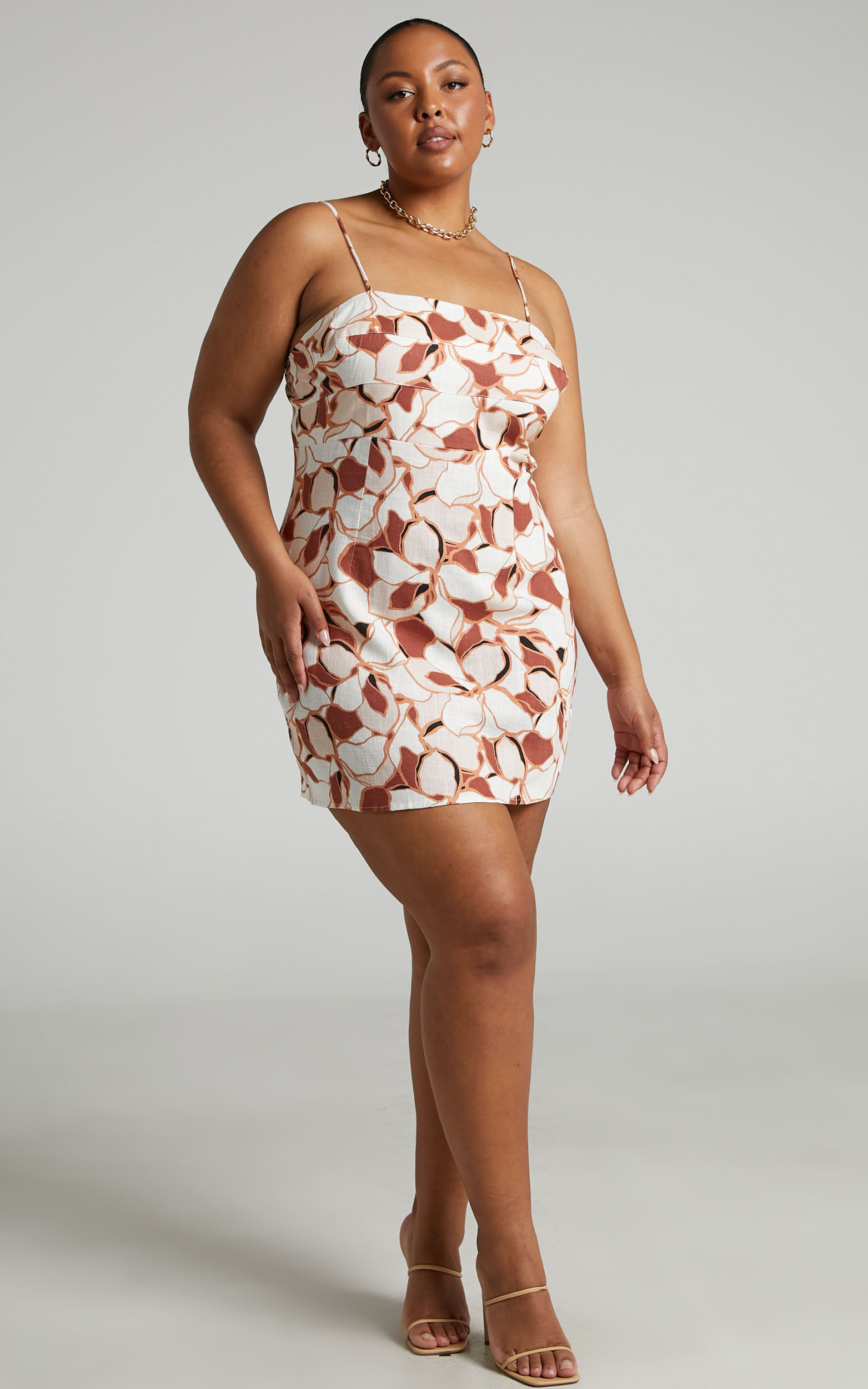 Amalie The Label Maya Linen Blend Strappy Bodycon Topstitched