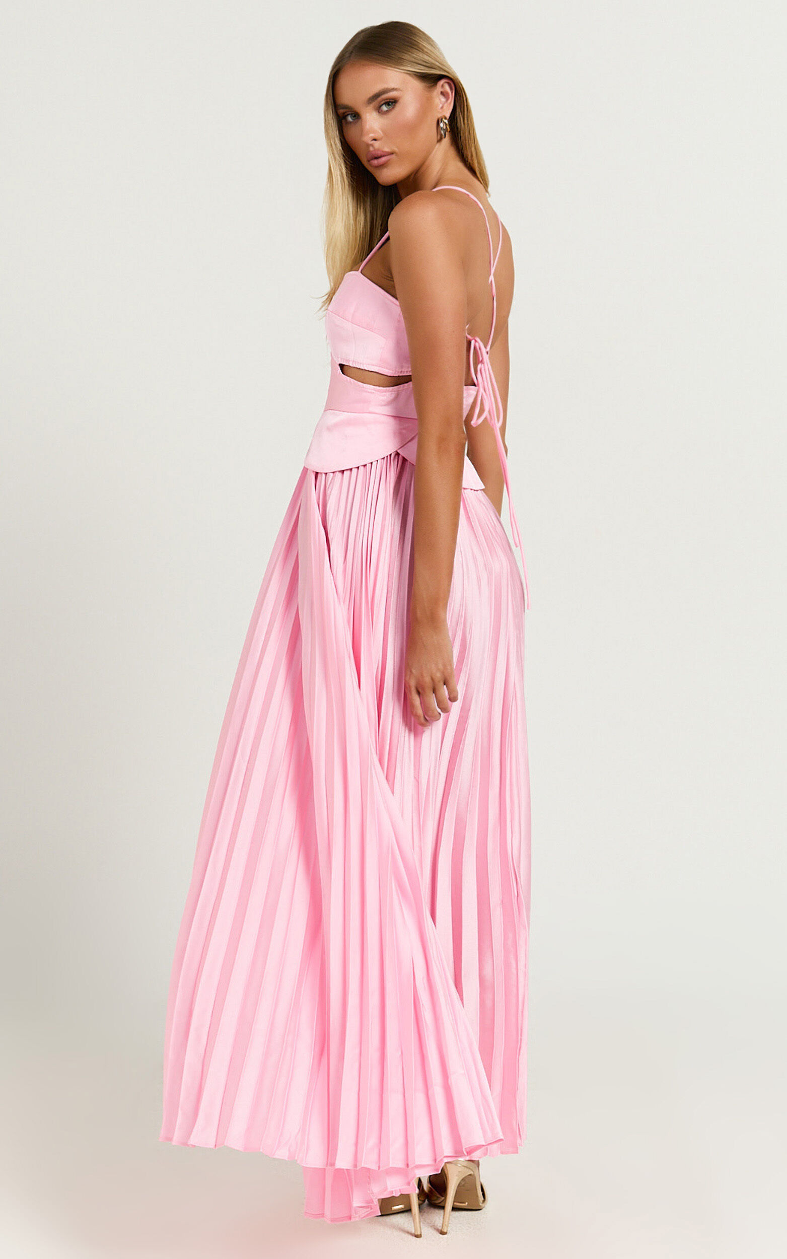 Shay Maxi Dress Sweetheart Cut Out Pleated Dress in Pink Showpo USA