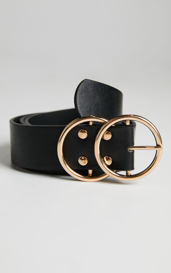 Midnight Charm Belt in Black And Gold Croc