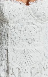 Leanne Midi Dress - Tie Shoulder Corset Lace Dress in White | Showpo