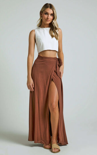 Break A Leg Maxi Skirt - Wrap Tie Skirt in Espresso