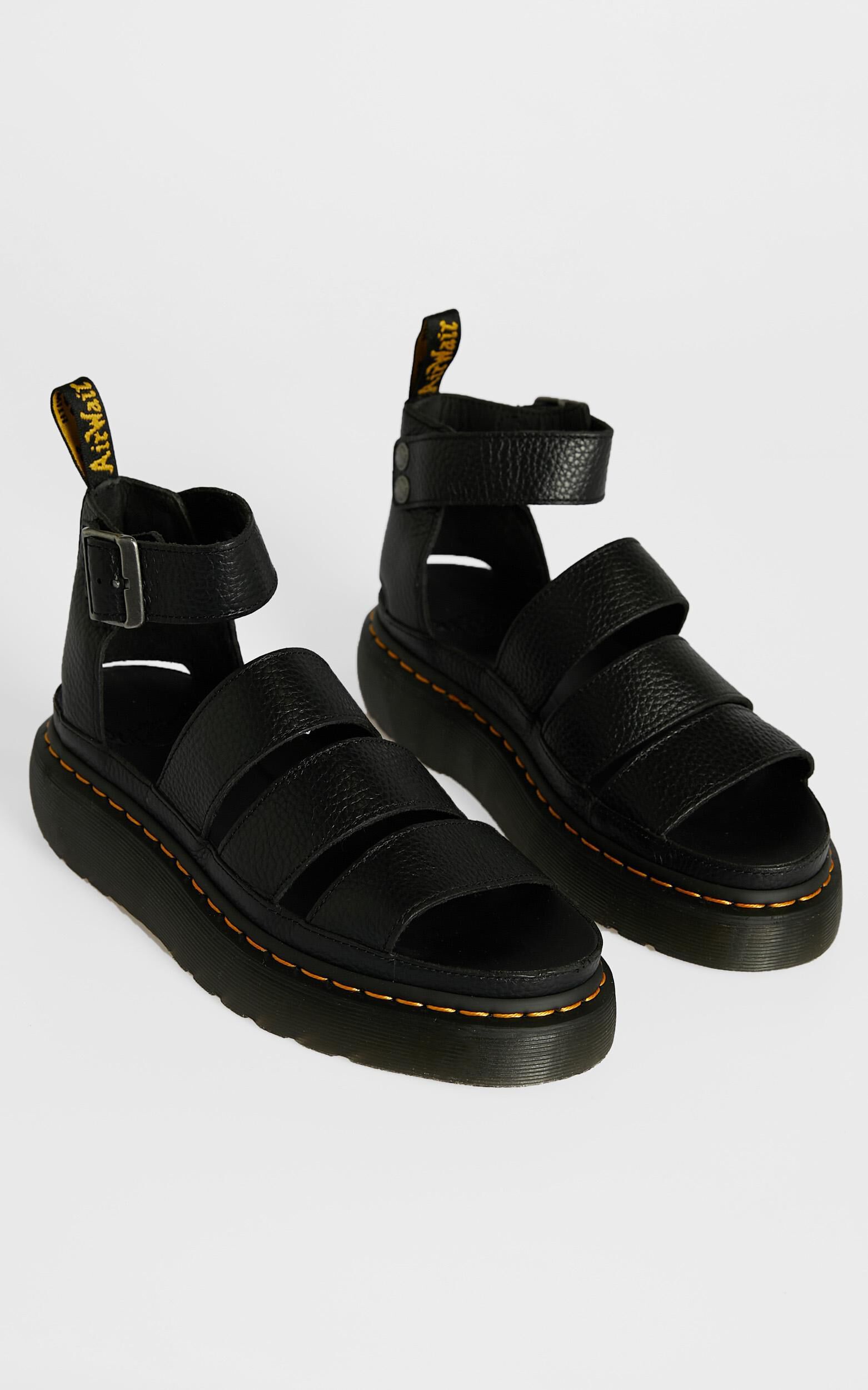 Clarissa II Women's Leather Platform Sandals in Black Milled