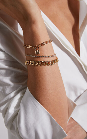 Marley Chain Lock Multipack Bracelet in Gold