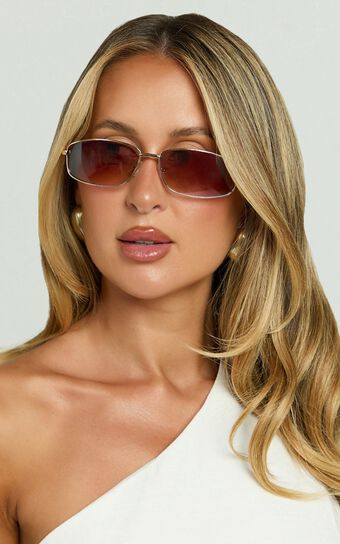 Leauna Sunglasses - Retro Oval Sunglasses in Gold/Brown