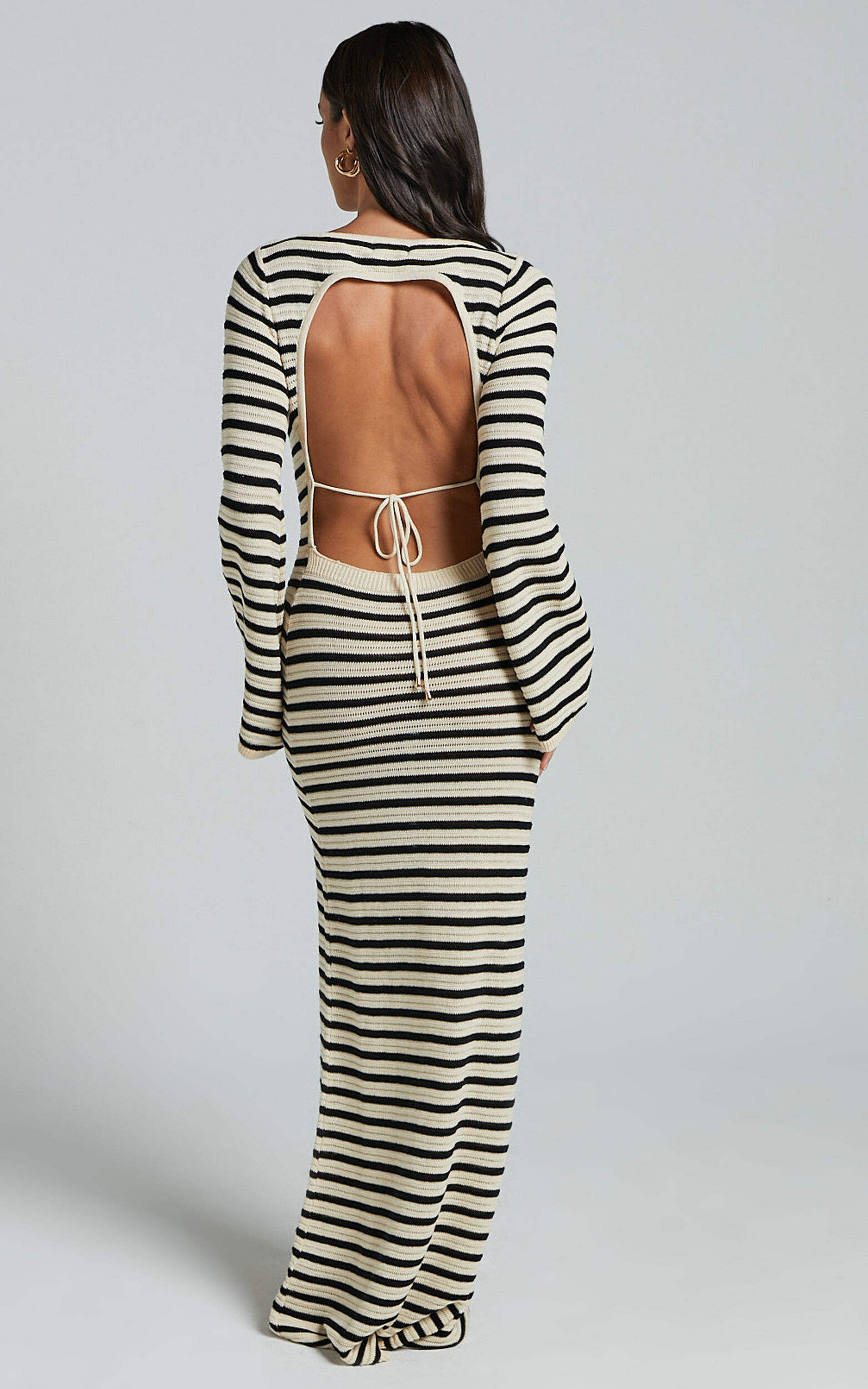 Runaway The Label - Cherie Knit Maxi Dress in Sand/Black | Showpo USA