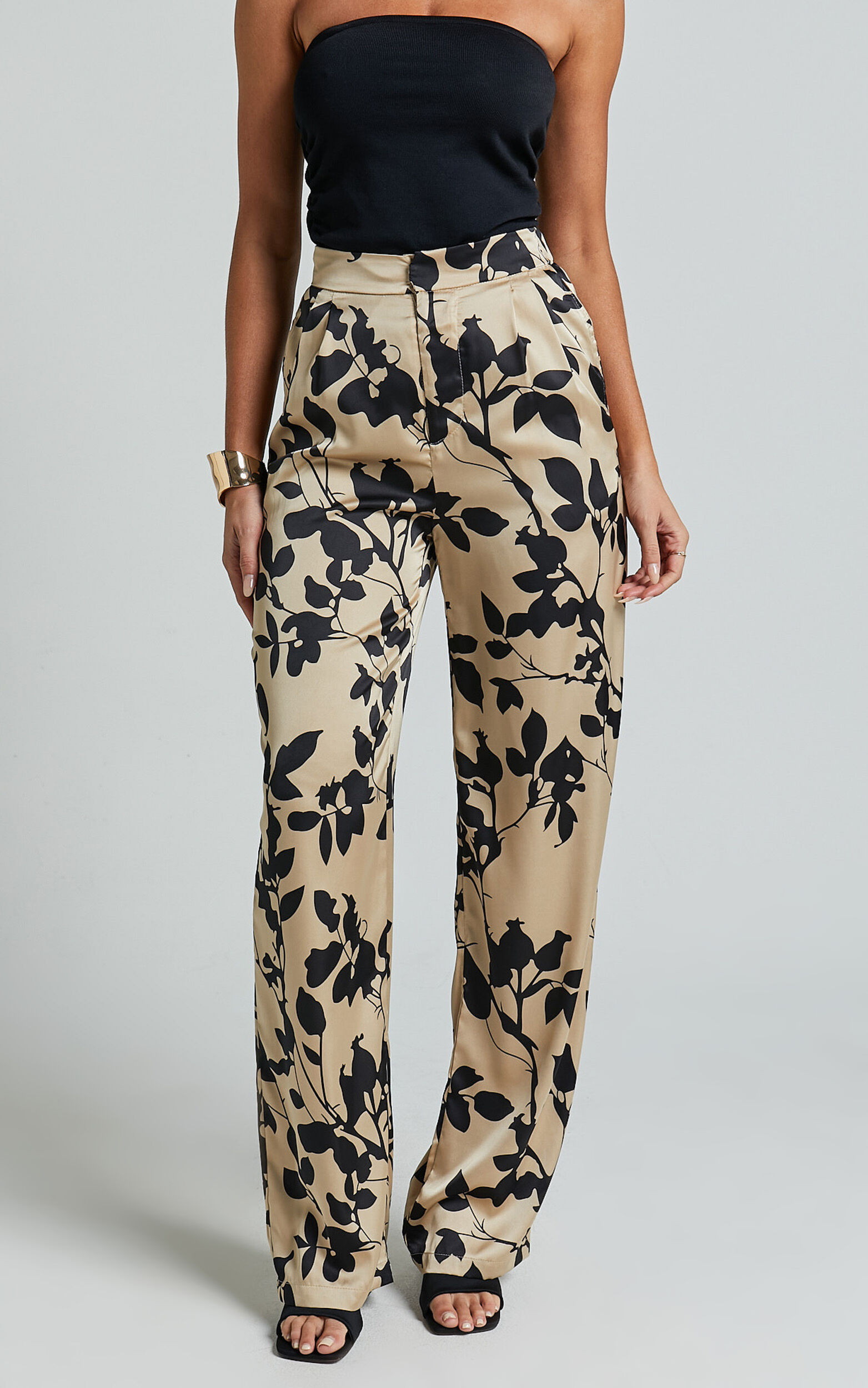 Laila Pants - High Waisted Wide Leg Pants in Black and Cream Print | Showpo  USA
