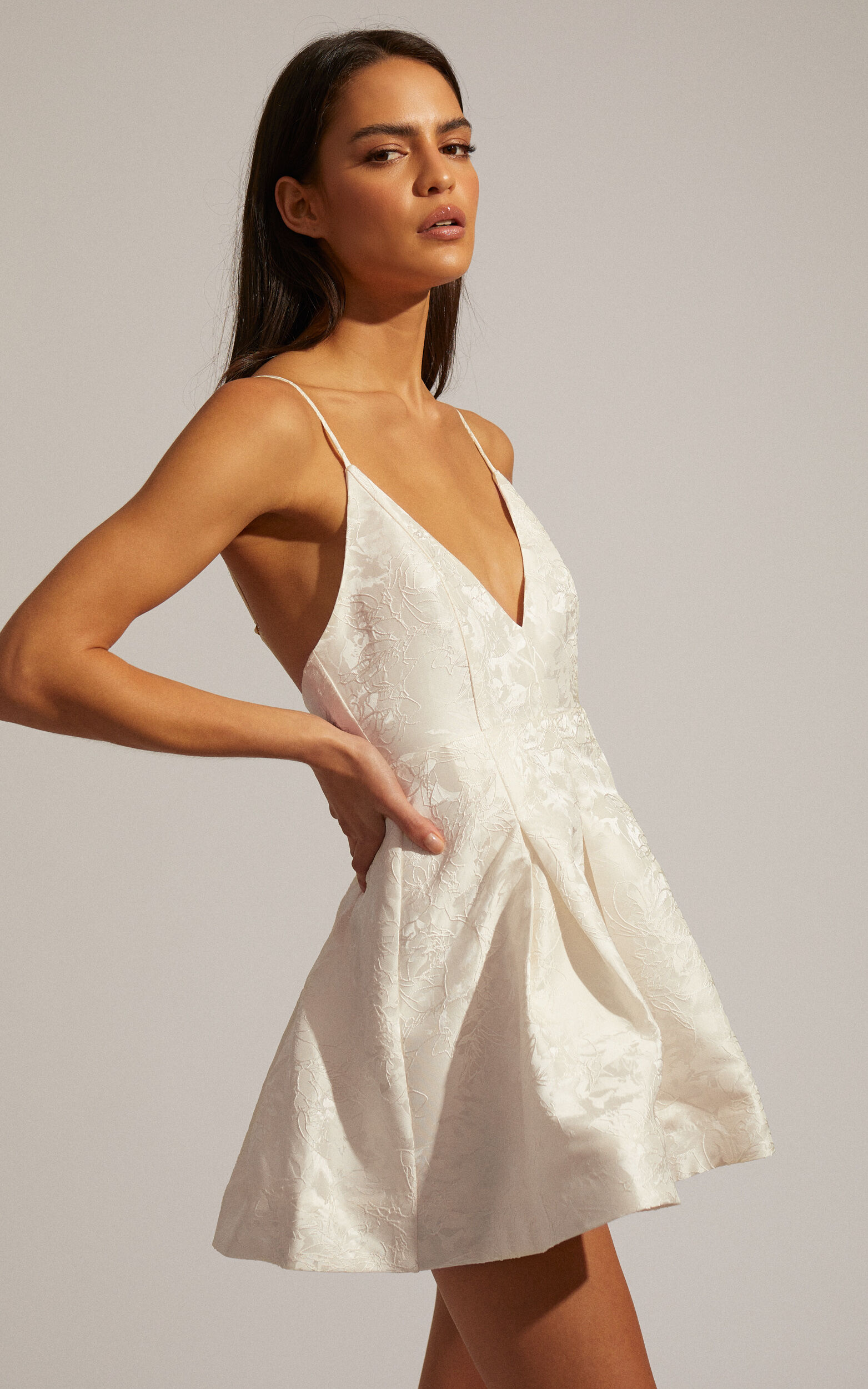 Gemima Mini Dress - Strappy Plunge Neck Fit and Flare Dress