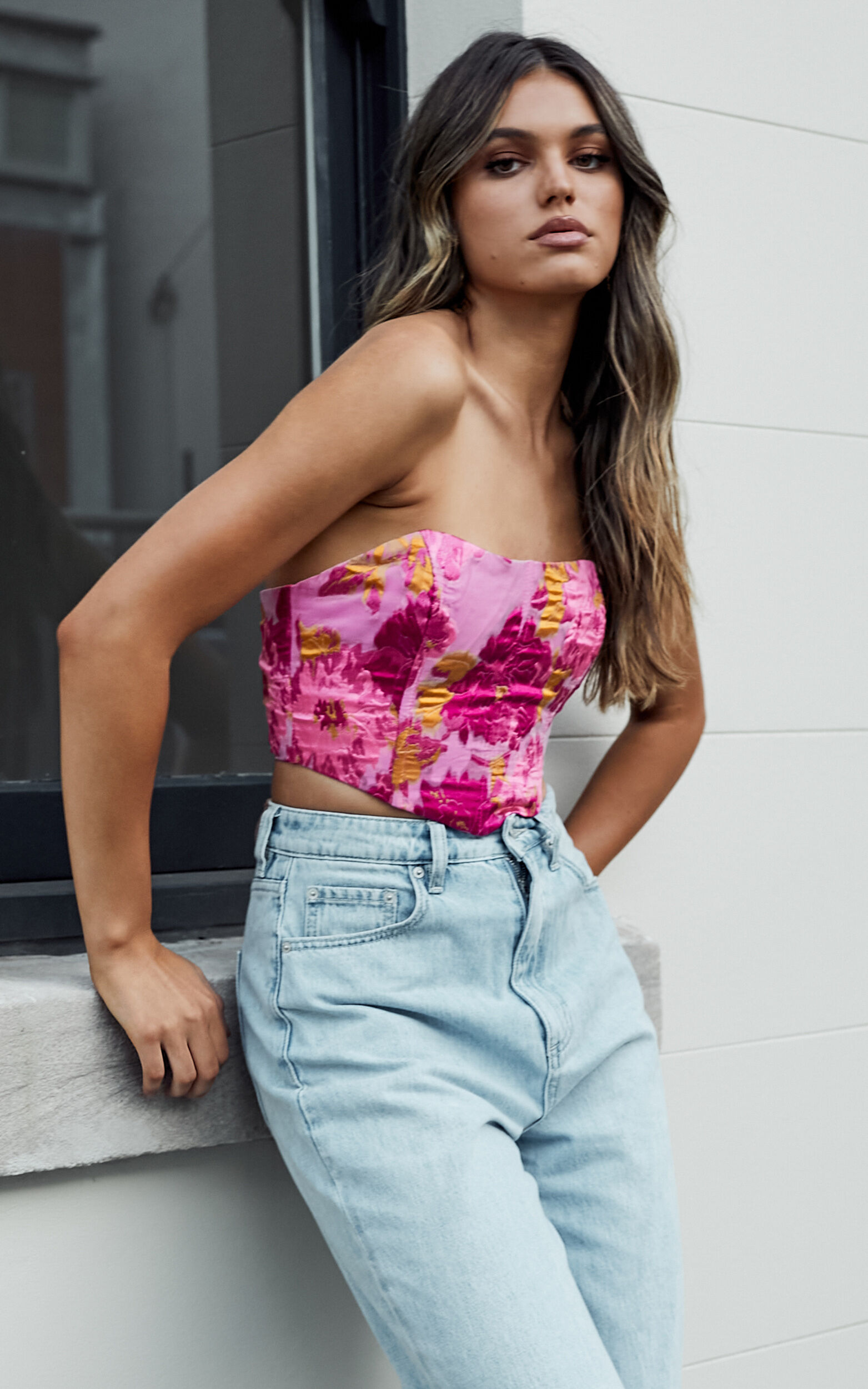 Pink online bustier top