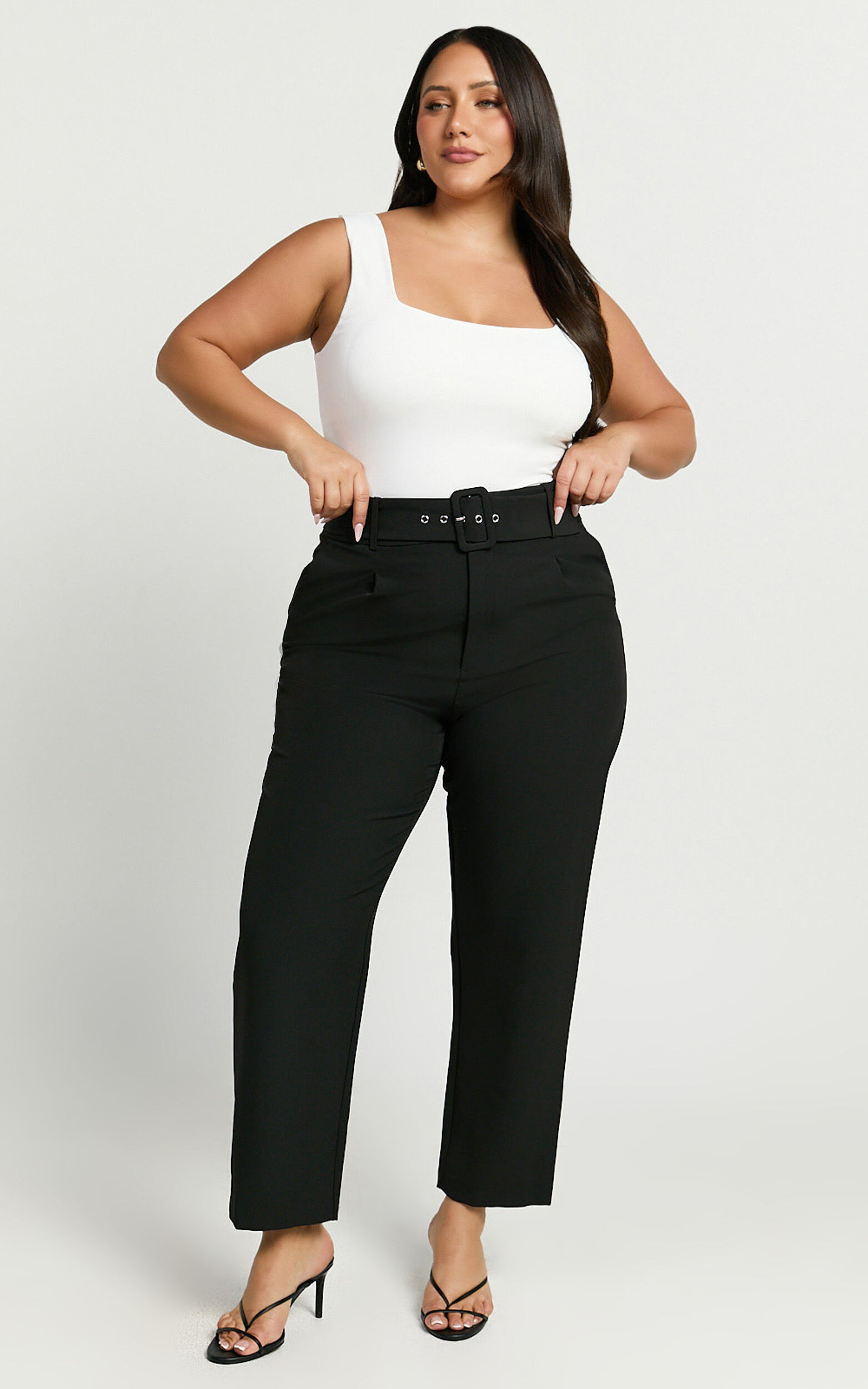 Milica Trousers - Belted High Waisted Trousers in Black