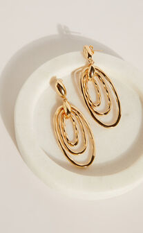 Augusta Earring - Tiered Hoop Drop Earrings in Gold