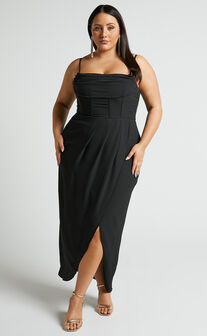 Billie Mini Dress - Twist Front Long Puff Sleeves Dress in Black