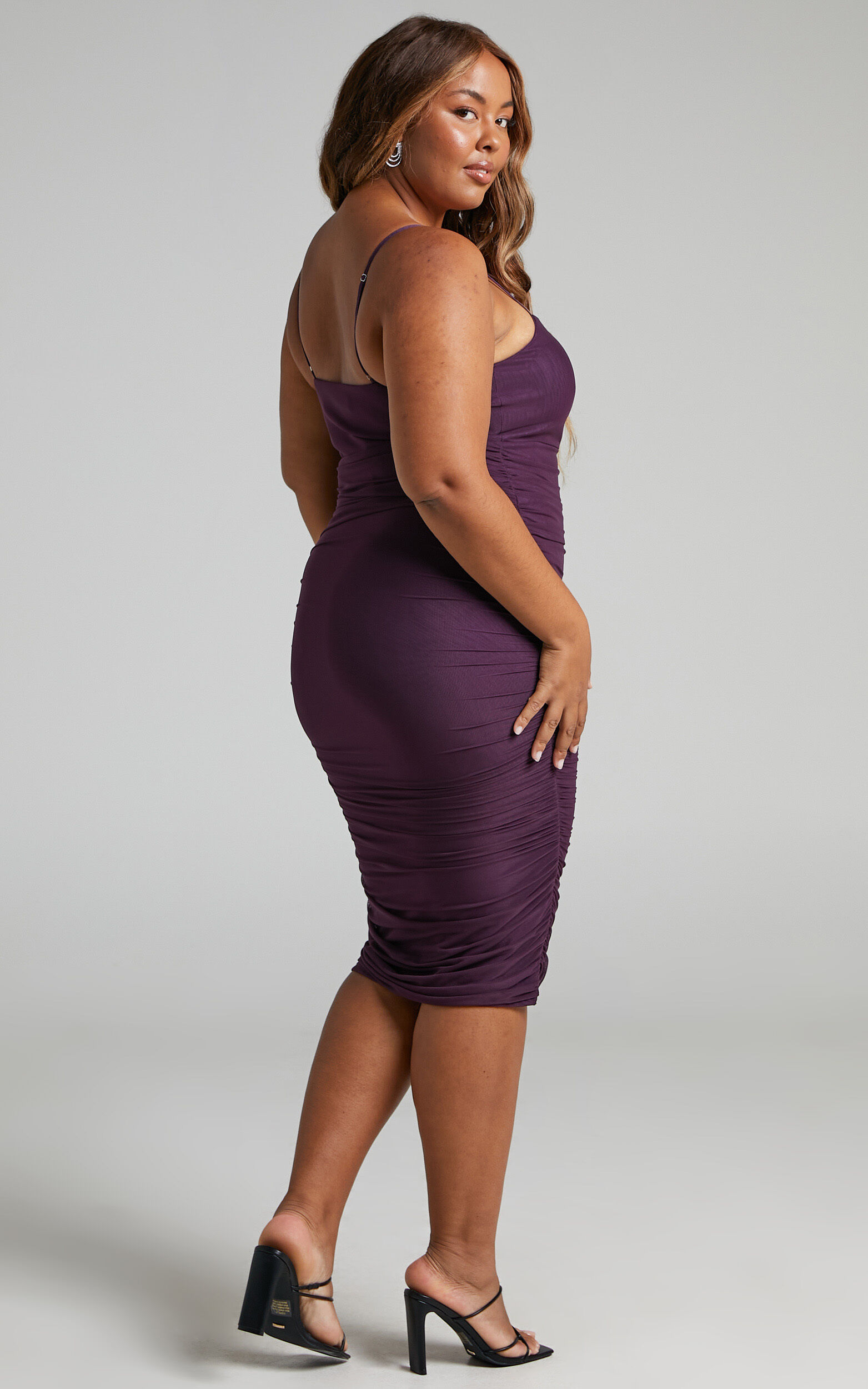 Dark purple bodycon dress clearance