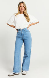Cole Jeans - High Waist Relaxed Wide Leg Recycled Denim Jeans in Mid ...