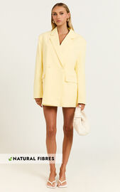 Virginia Jacket - Oversized Double Breasted Blazer in Pastel Yellow ...