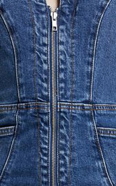 Casidy Jumpsuit - Zip Front Collared Halter Neck Denim in Mid Blue Wash | Showpo USA