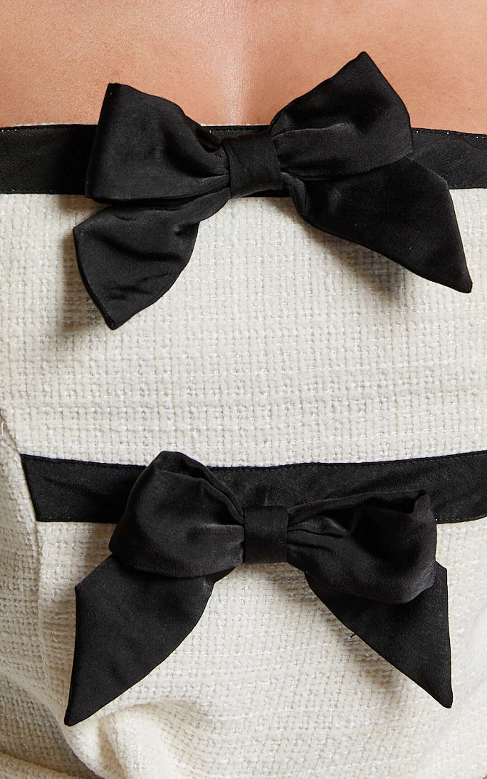Bettina Two Piece Set - Strapless Boucle Bow Top and Mini Bettina Two Piece Set - Strapless Boucle Bow Top and Mini