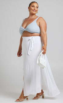 Break A Leg Maxi Skirt - Wrap Tie Skirt in White