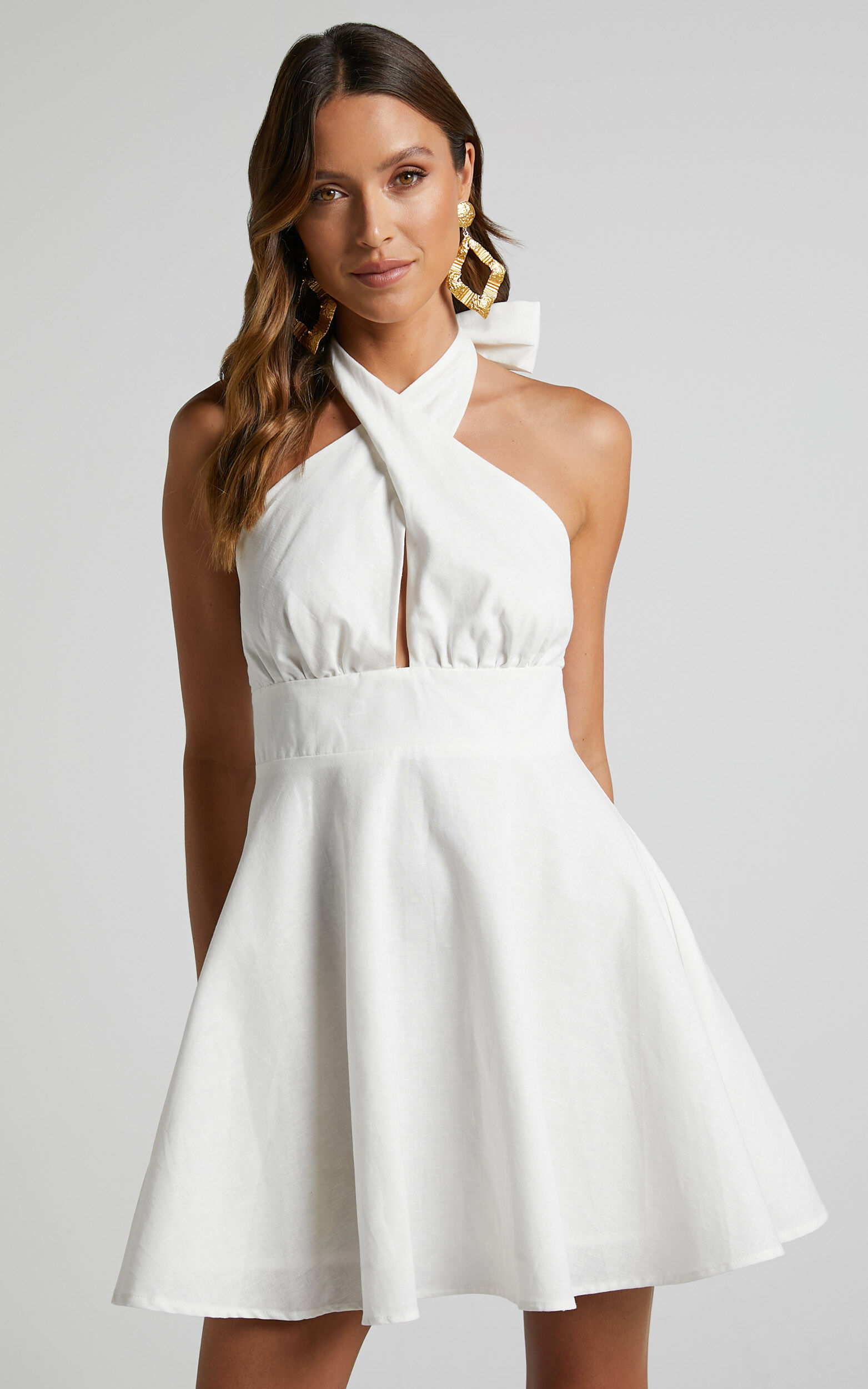 Halter fit and flare cocktail dress hot sale