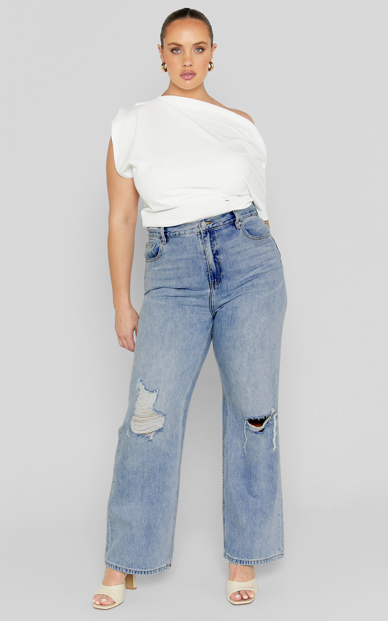 Miho Jeans - High Waisted Recycled Cotton Distressed Miho Jeans - High Waisted Recycled Cotton Distressed