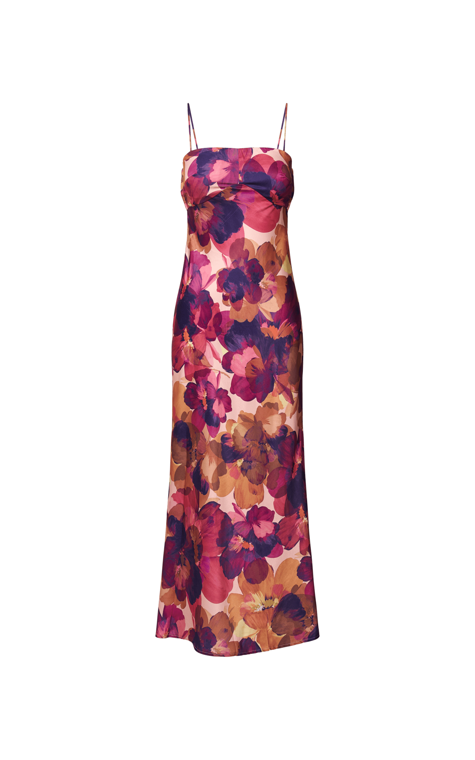 DUNDROP ♥ DD Embroidered square cross neck dress Sade Midi Dress - Square Neck Panelled Satin Dress in Purple