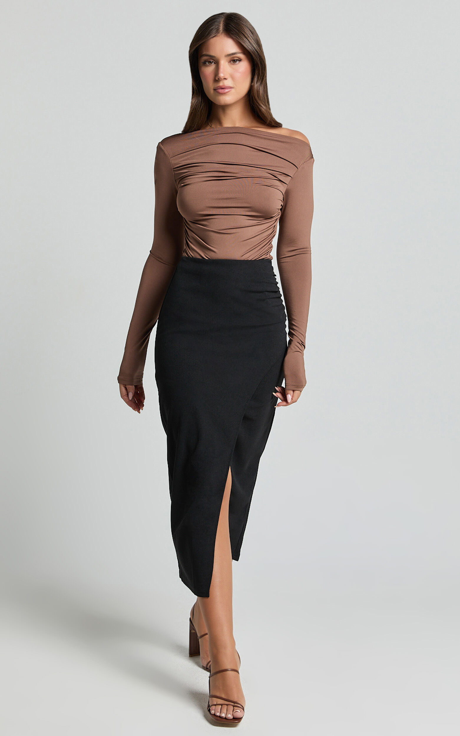 Faux wrap midi skirt deals