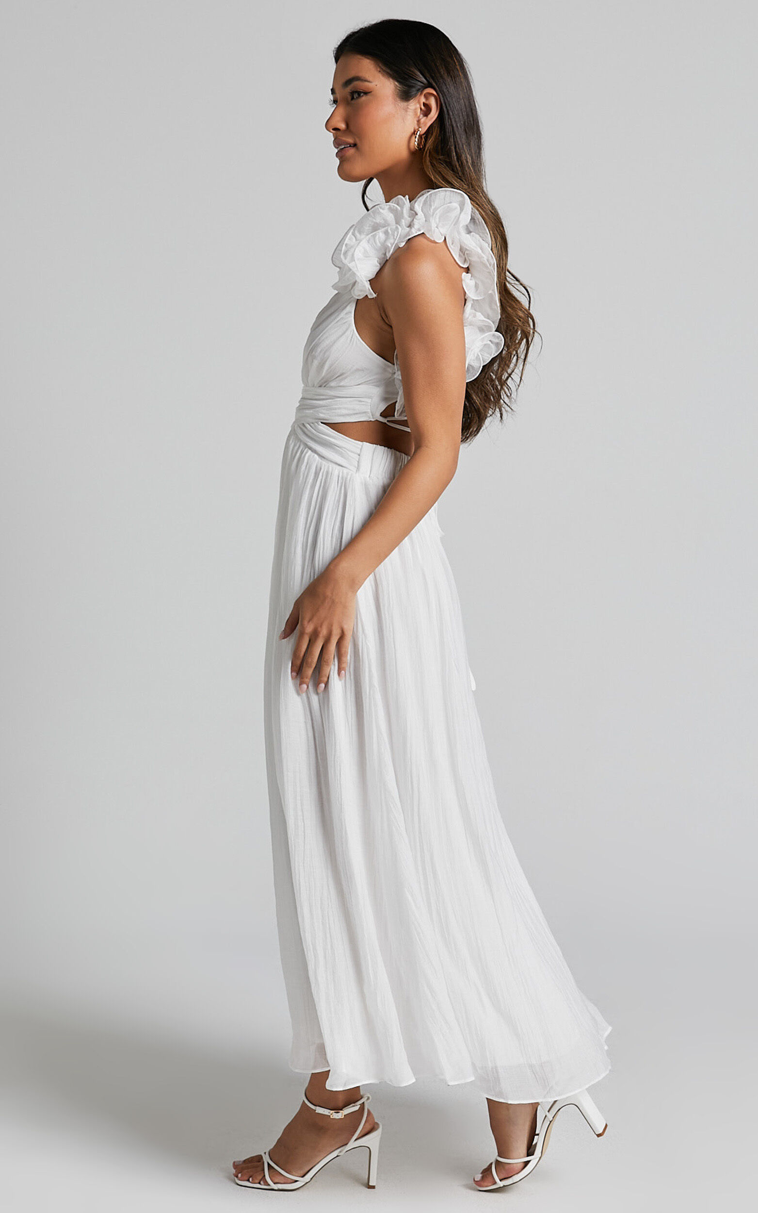 Wayf milan cut out ruffle maxi dress on sale