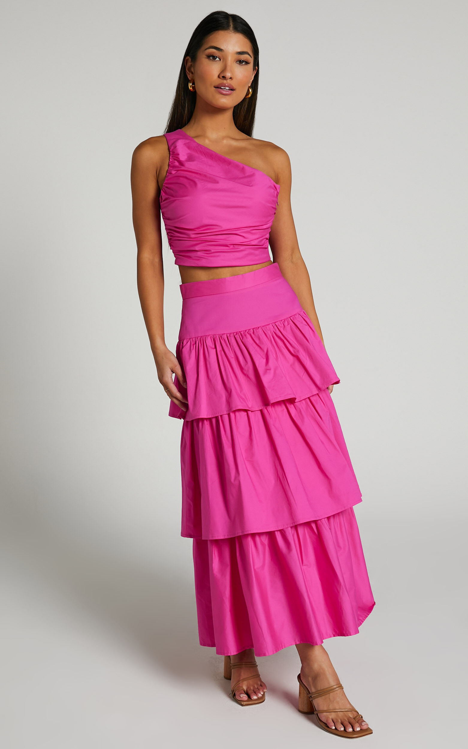 Hot pink two piece skirt set hotsell