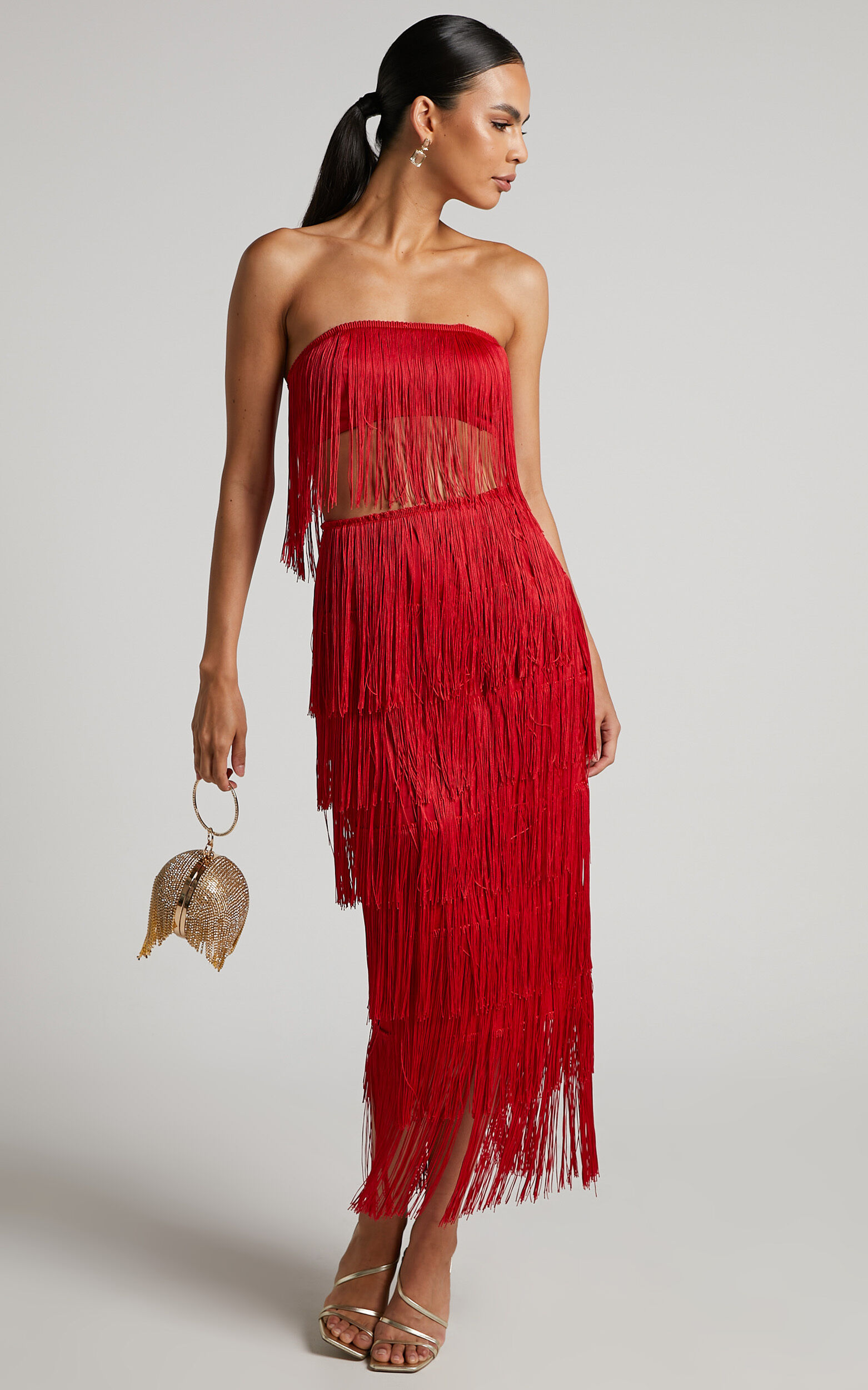 Alexis red fringe dress new arrivals