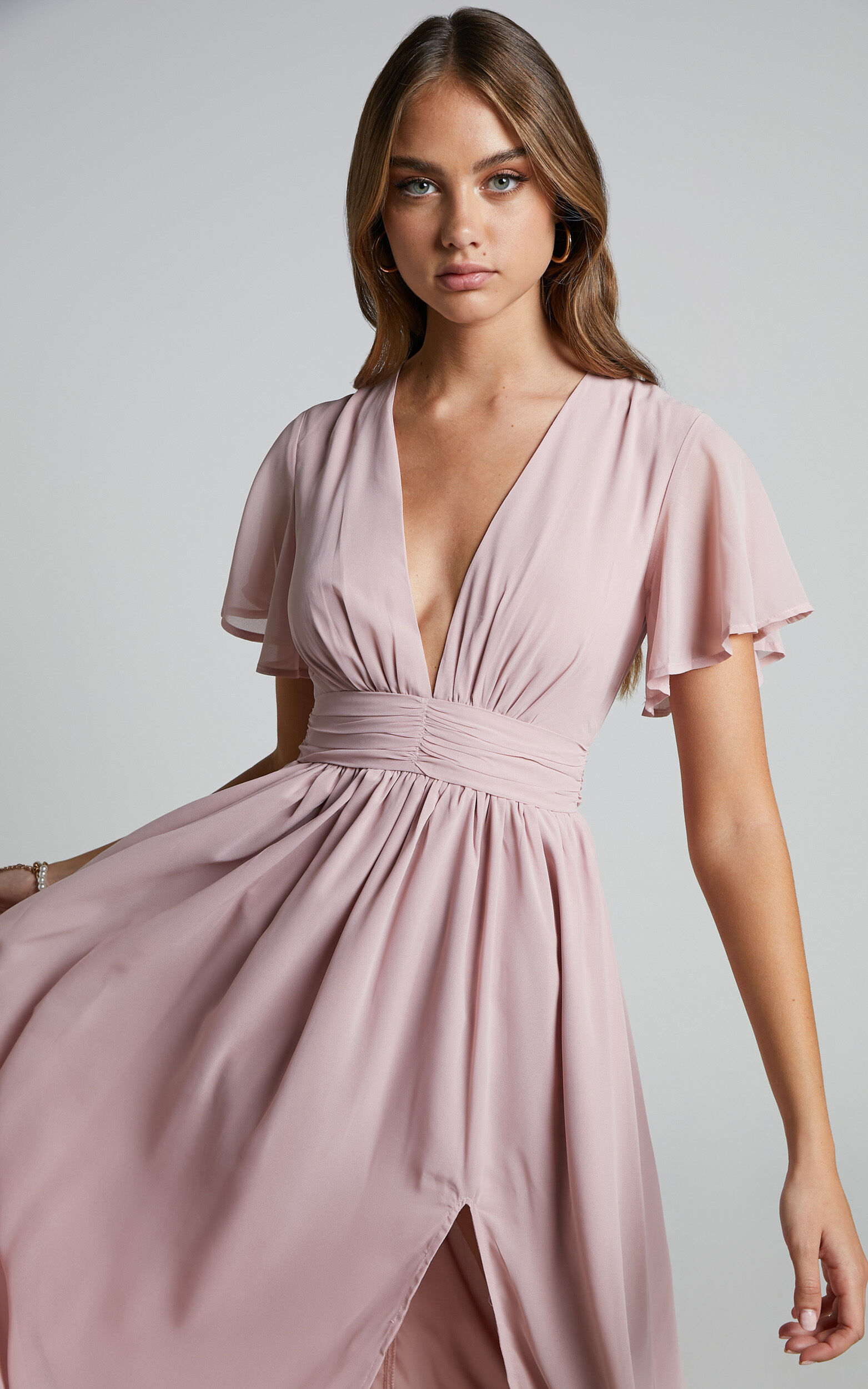 Pink empire waist dress clearance