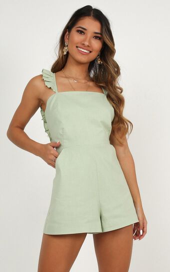 Be So Right Playsuit In Sage