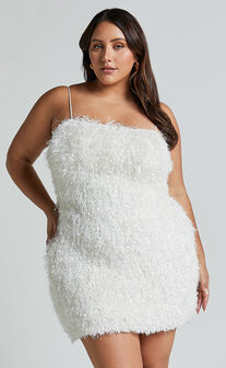 Reis Mini Dress - Textured Strapless Bodycon in White