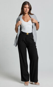 Augustus Pants - High Waisted Wide Leg Tailored Pants in Black