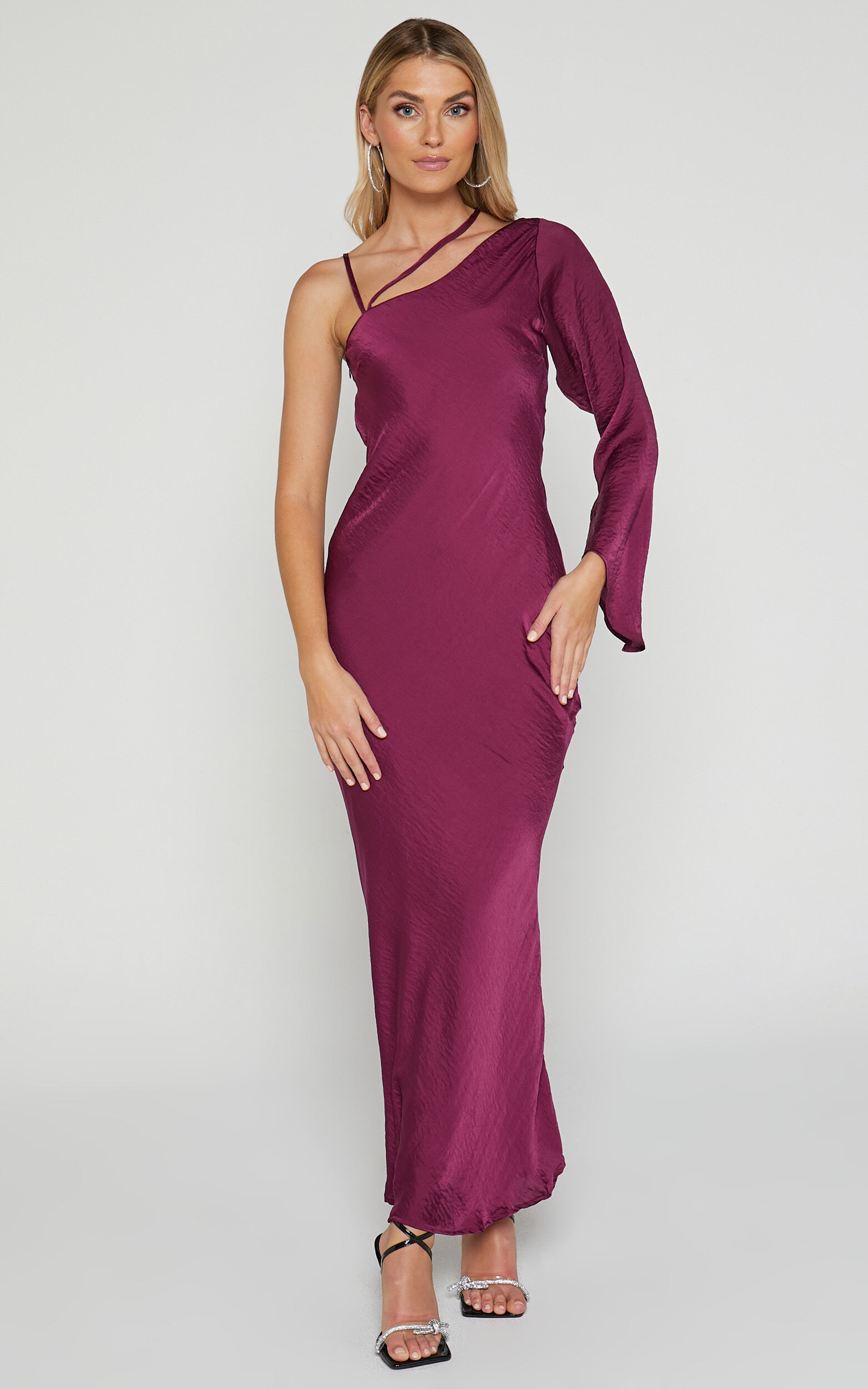 Plum one shoulder dress sales